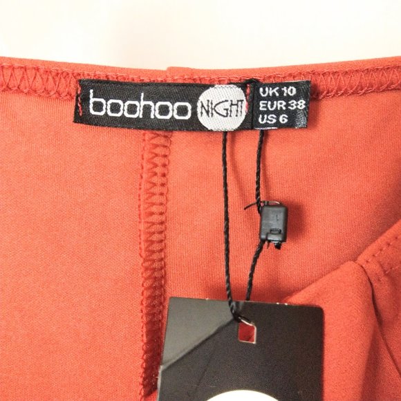 NWT Boohoo Night Strapless Burnt Orange Dress FLAW - Picture 5 of 6